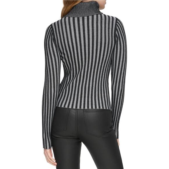 DKNY Jeans Women's Grey Printed Turtleneck Long-Sleeve Sweater NWT Size XXS - Picture 2 of 9